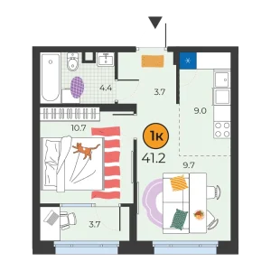 Корней 1к 41,2м²