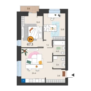 Корней 2к 67,3м²