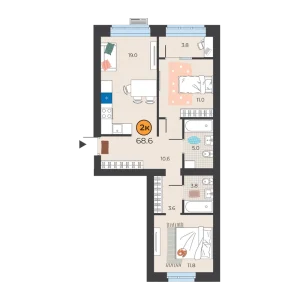 Корней 2к 68,6м²