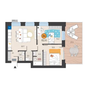 Корней 2к 82,6м²