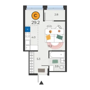 Корней студия 29,2м²