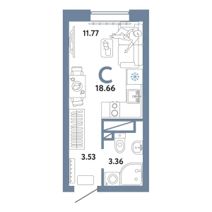 Авторский Студия 18,66 м²