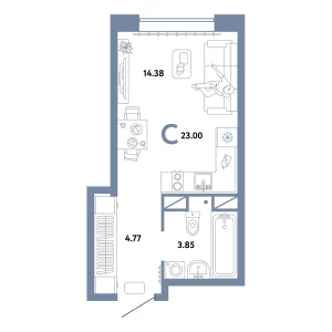 Авторский Студия 23 м²