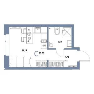 Авторский Студия 23,53 м²