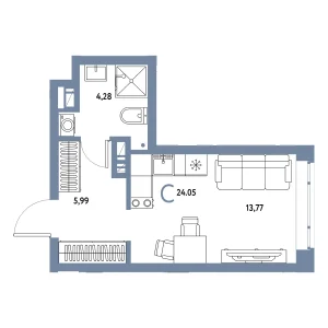 Авторский Студия 24,05 м²