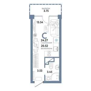 Авторский Студия 24,27 м²