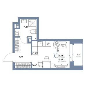 Авторский Студия 25,28 м²