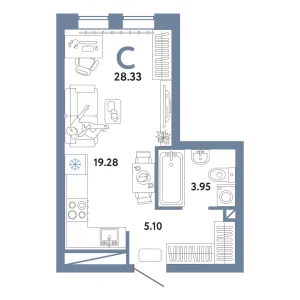 Авторский Студия 28,33 м²