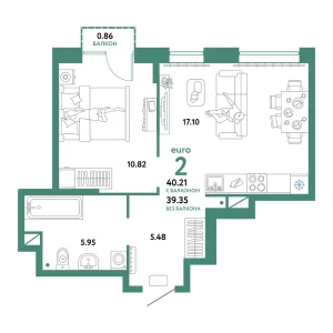 Квартира Евродвушка 40.21м² в ЖК «Домашний» в районе Плеханово | Сдача: IV кв. 2024 — Центр Новостроек