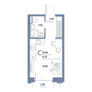 Квартира 23.96м² в ЖК «Остров-сад» в районе ДОК | Сдача: IV кв. 2028 — Центр Новостроек