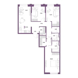 Квартира 3-комнатная 92.16м² в ЖК «Остров-сад» в районе ДОК | Сдача: IV кв. 2028 — Центр Новостроек