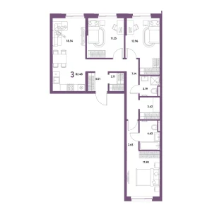 Квартира 3-комнатная 82.48м² в ЖК «Остров-сад» в районе ДОК | Сдача: IV кв. 2028 — Центр Новостроек