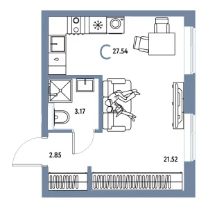 Квартира 27.54м² в ЖК «Остров-сад» в районе ДОК | Сдача: II кв. 2027 — Центр Новостроек