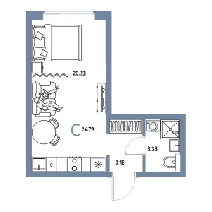 Квартира 26.79м² в ЖК «Остров-сад» в районе ДОК | Сдача: II кв. 2027 — Центр Новостроек