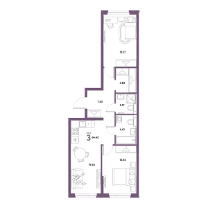 Квартира Евротрешка 64.43м² в ЖК «Остров-сад» в районе ДОК | Сдача: IV кв. 2027 — Центр Новостроек