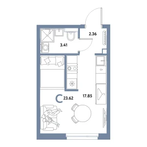 Квартира 23.62м² в ЖК «Остров-сад» в районе ДОК | Сдача: IV кв. 2027 — Центр Новостроек